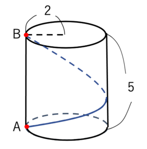 円柱の点と点の距離